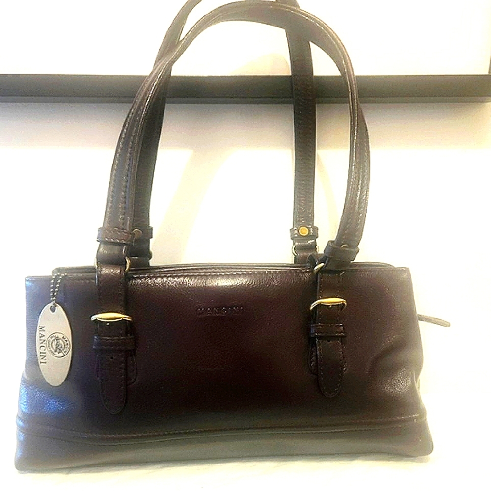 Vintage Mancini Leather Shoulder Bag - Chocolate Brown